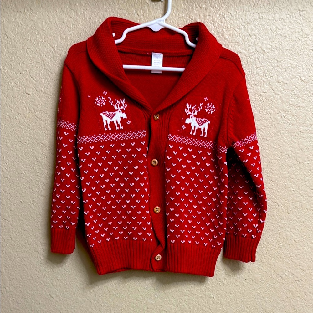 Like New Kids Cardigan with Reindeer Pattern